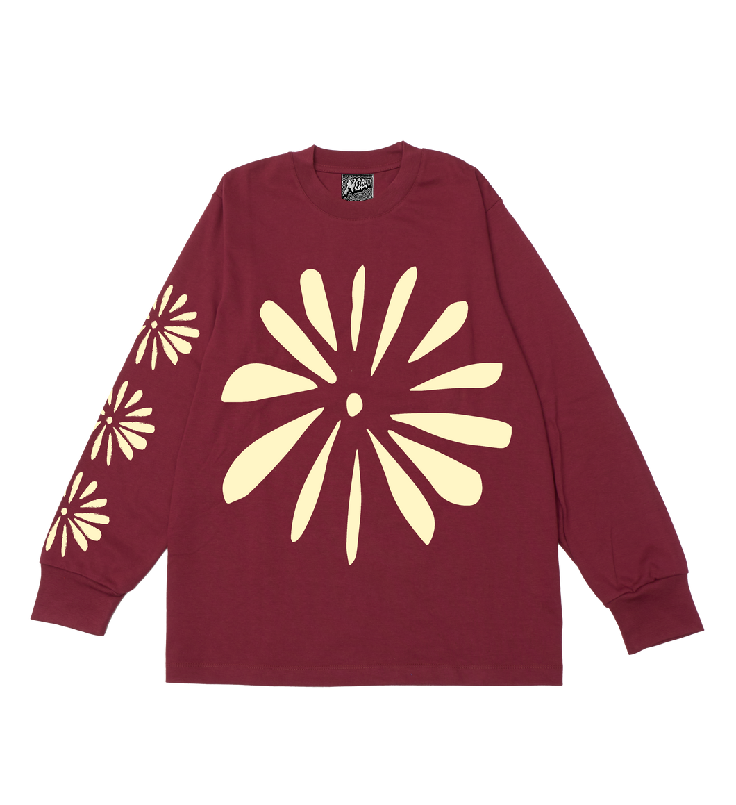 HD MOON FLOWER  WINE HEAVYWEIGHT L/S
